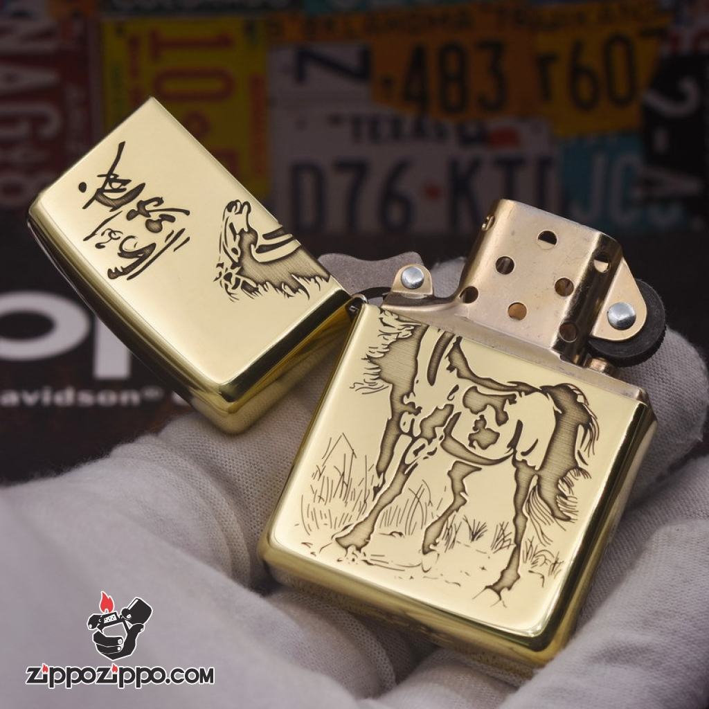 Bật lửa Zippo chính hãng đồng Bóng nhẹ khắc mã đáo thành công