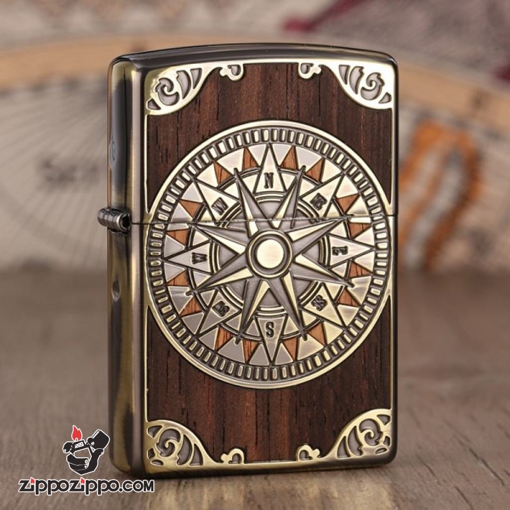 Zippo chính hãng ốp gỗ hoa văn