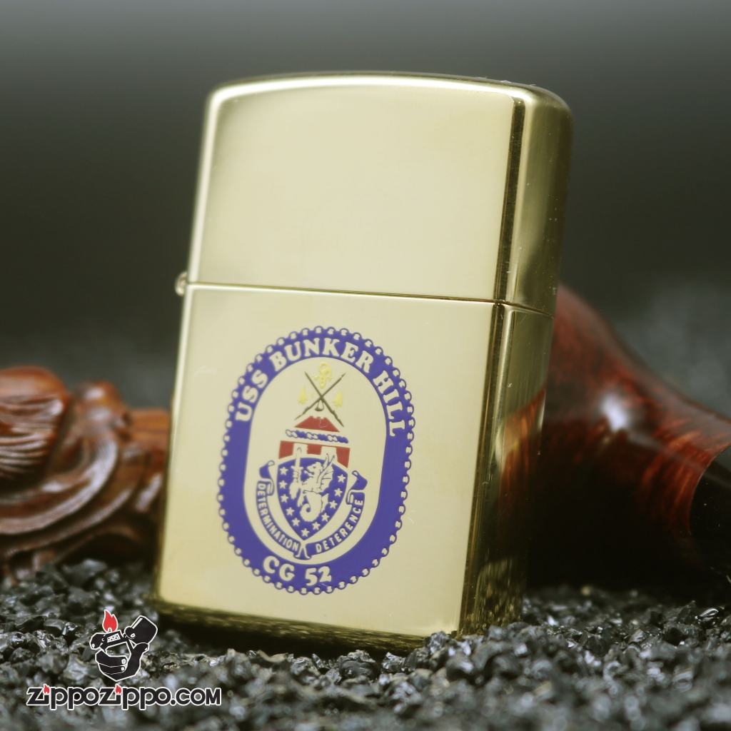 Bật Lửa Zippo Cổ Vàng bóng tầu chiến Sản Xuất Năm XII (1996 )