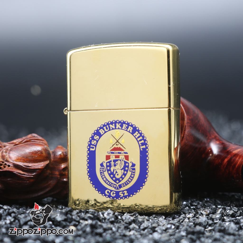 Bật Lửa Zippo Cổ Vàng bóng tầu chiến Sản Xuất Năm XII (1996 )