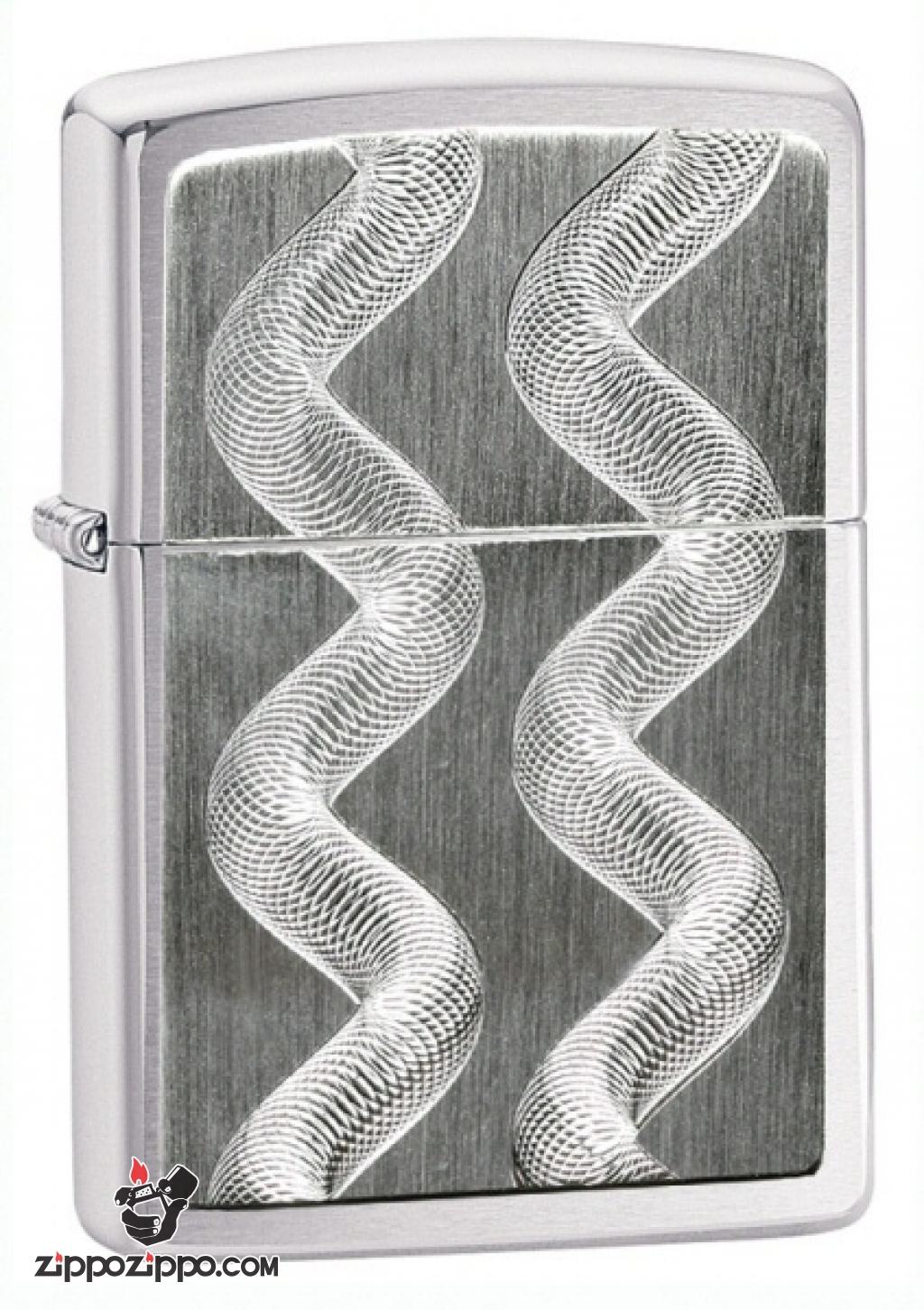 Zippo nổi trắng 2 sọc