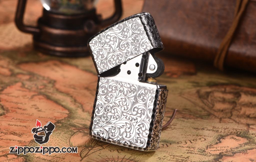 Zippo chính hãng nhật bạc khắc hoa văn
