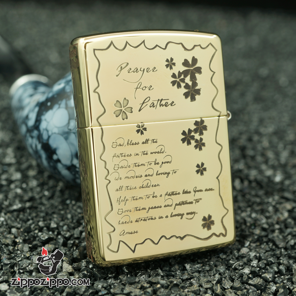 zippo đồng nguyên chất khắc cha con bản giới hạn