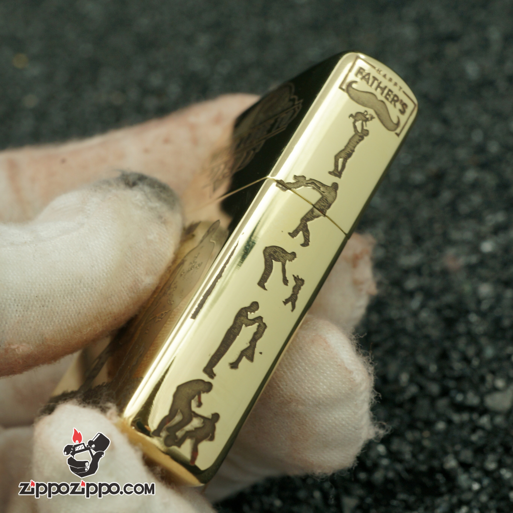 zippo đồng nguyên chất khắc cha con bản giới hạn