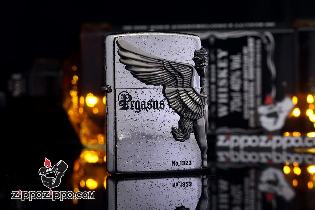 Bật lửa zippo phiên bản giới hạn xuất nhật Zippo Pegasas cánh được mạ bạc