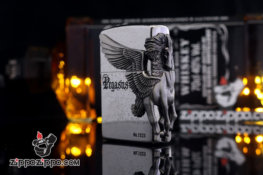 Bật lửa zippo phiên bản giới hạn xuất nhật Zippo Pegasas cánh được mạ bạc