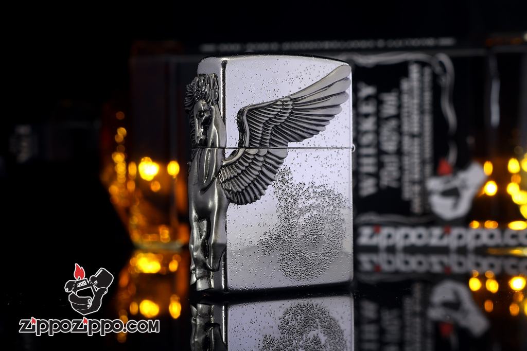 Bật lửa zippo phiên bản giới hạn xuất nhật Zippo Pegasas cánh được mạ bạc