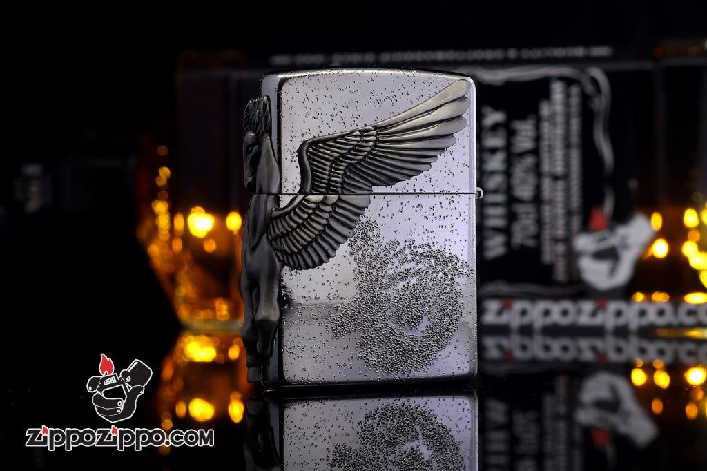 Bật lửa zippo phiên bản giới hạn xuất nhật Zippo Pegasas cánh được mạ bạc