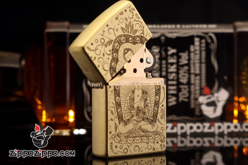 Bật lửa Zippo chất liệu đồng khắc Đức Phật Thích Ca Mâu Ni