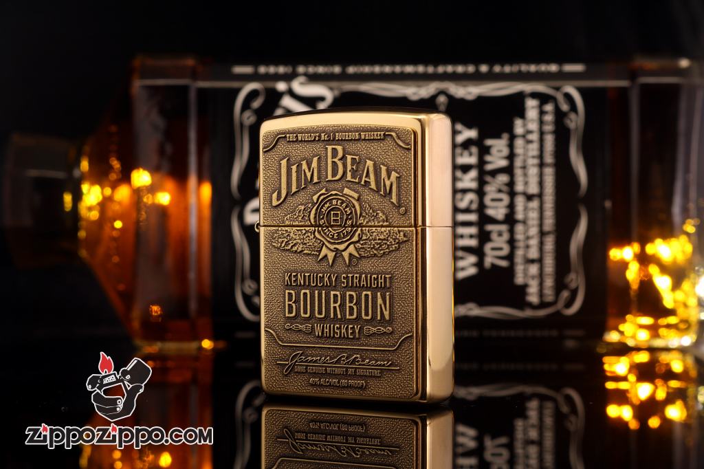 Bật Lửa Zippo Màu Đồng khắc Hãng Rượu Jim Beam