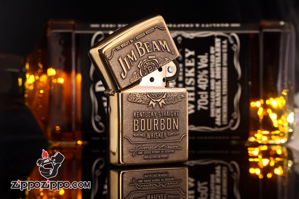 Bật Lửa Zippo Màu Đồng khắc Hãng Rượu Jim Beam