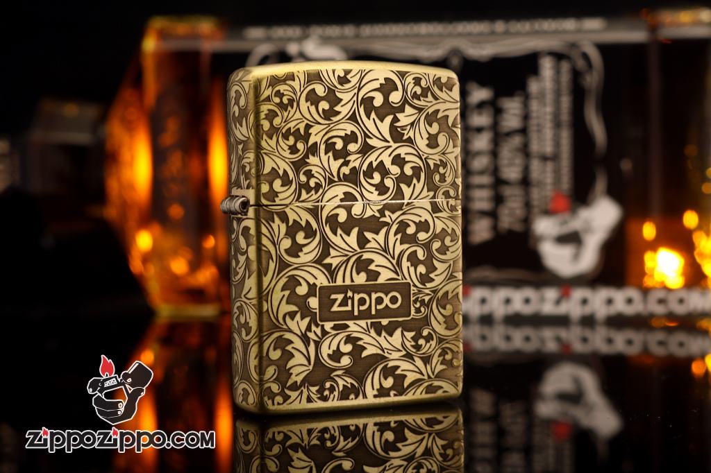 Bật Lửa Zippo Vân Xước Chạm Khắc Hoa Văn Arabesque G7