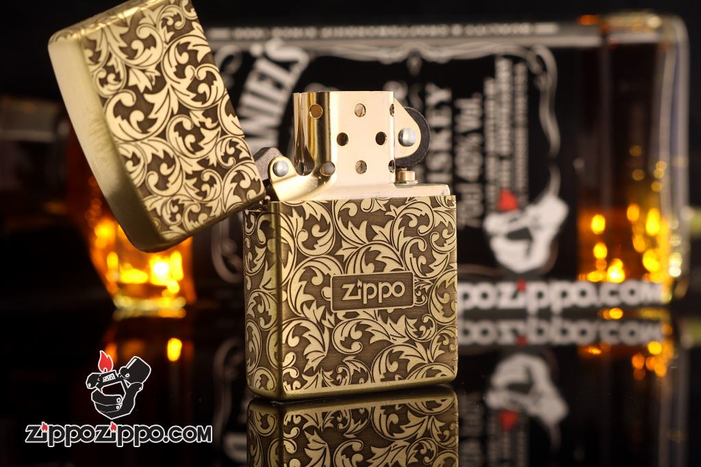 Bật Lửa Zippo Vân Xước Chạm Khắc Hoa Văn Arabesque G7