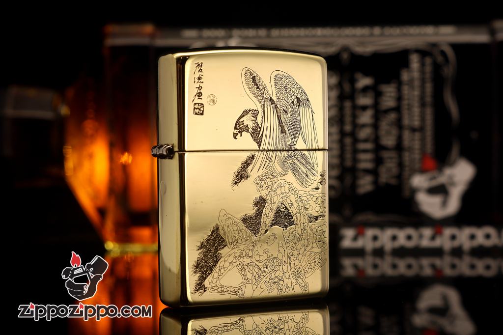 Zippo Chính Hãng Đồng Bóng Khắc Chim Ưng