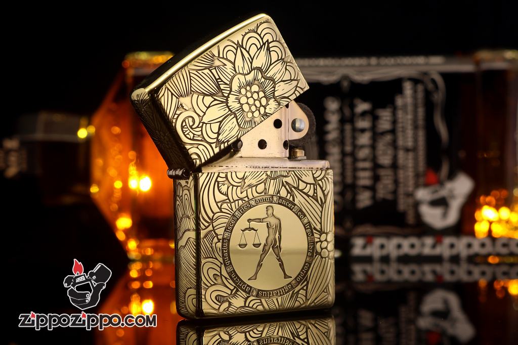 Zippo Chính Hãng Đồng Khắc Cung Hoàng Đạo Thiên Bình