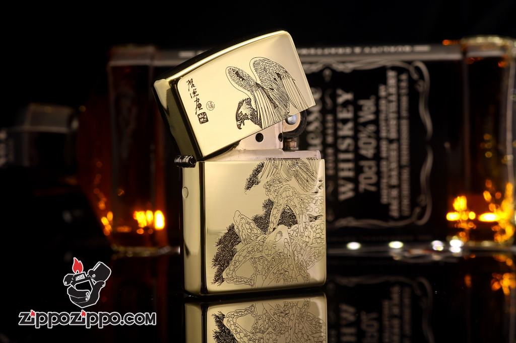 Zippo Chính Hãng Đồng Bóng Khắc Chim Ưng