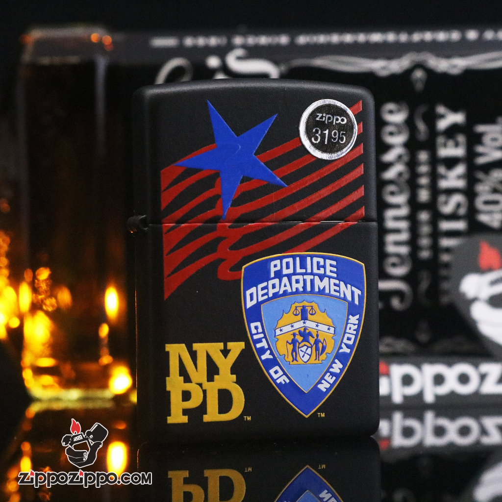 Zippo matte black sx năm 2003 huy hiệu cảnh sát New York