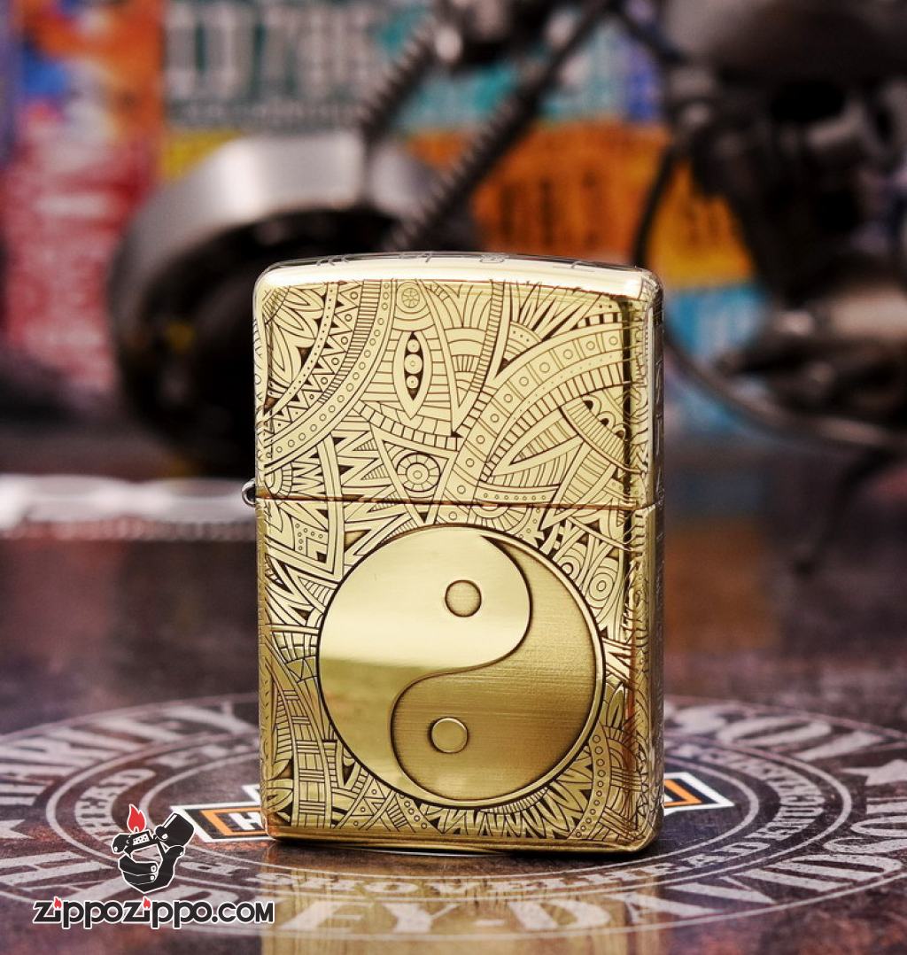 Bật Lửa Zippo Đồng Khắc Hoa Văn Bát Quái