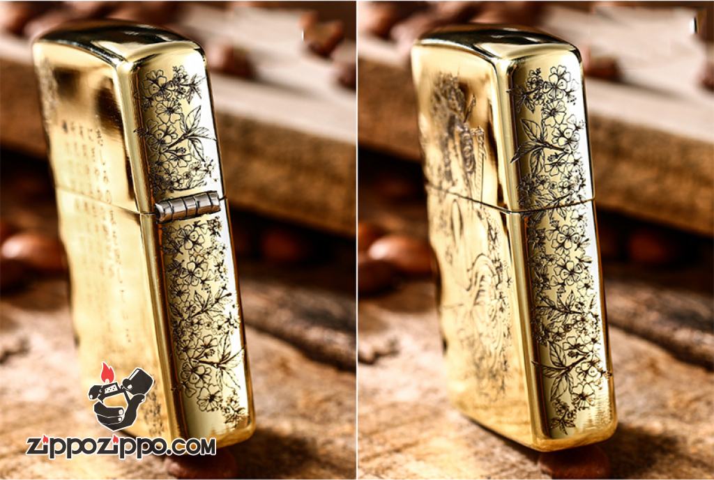 Bật Lửa Zippo Đồng Khắc Nữ Chiến Binh Samurai Armor