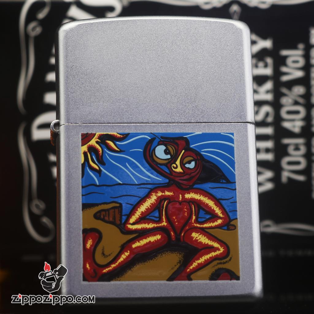 Zippo đời la mã sản xuất 2000 màu bạc in hình