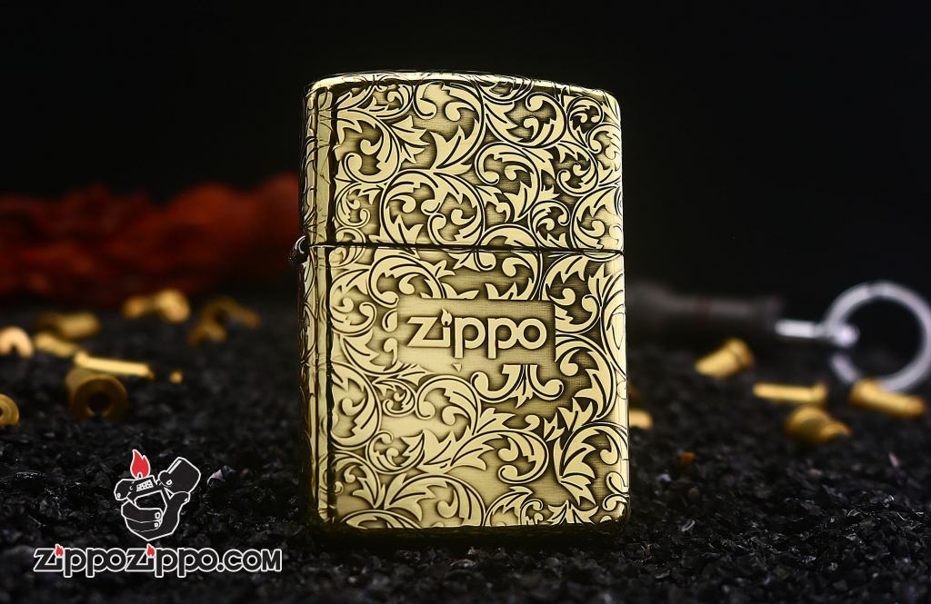 Bật lửa Zippo đồng bản armor khắc hoa văn ả rập Arabesque