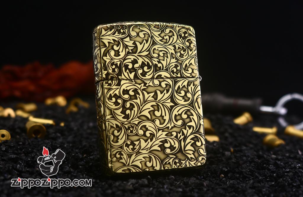 Bật lửa Zippo đồng vỏ dày armor khắc hoa văn Ả Rập Arabesque bản giới hạn