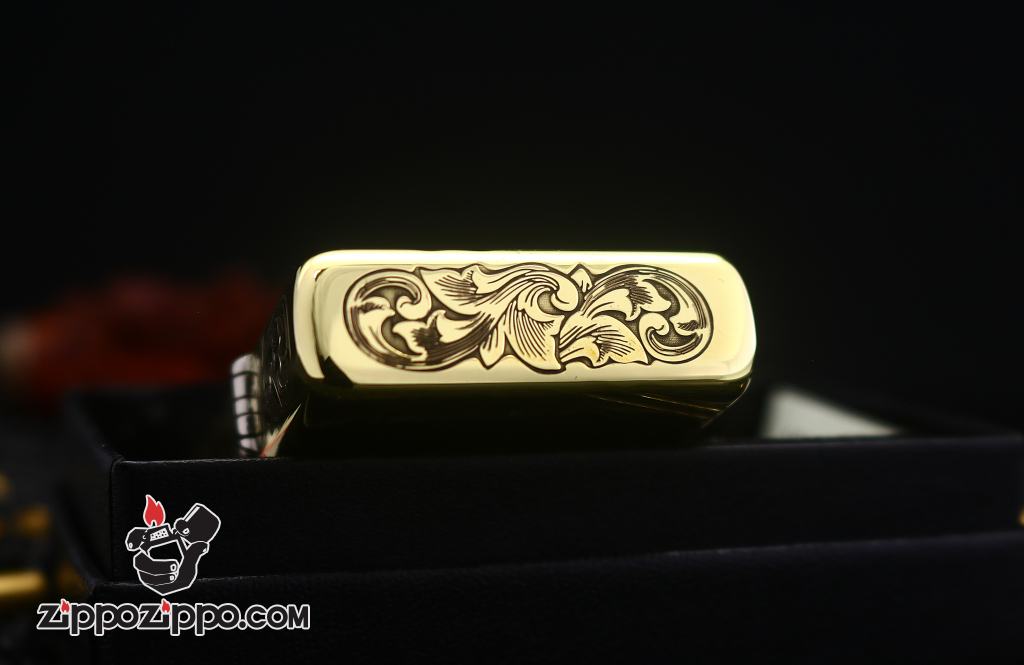 Zippo Chính Hãng Đồng Tái Bản vintage Khấc Cô Gái Trên Hoa Văn Arabesque