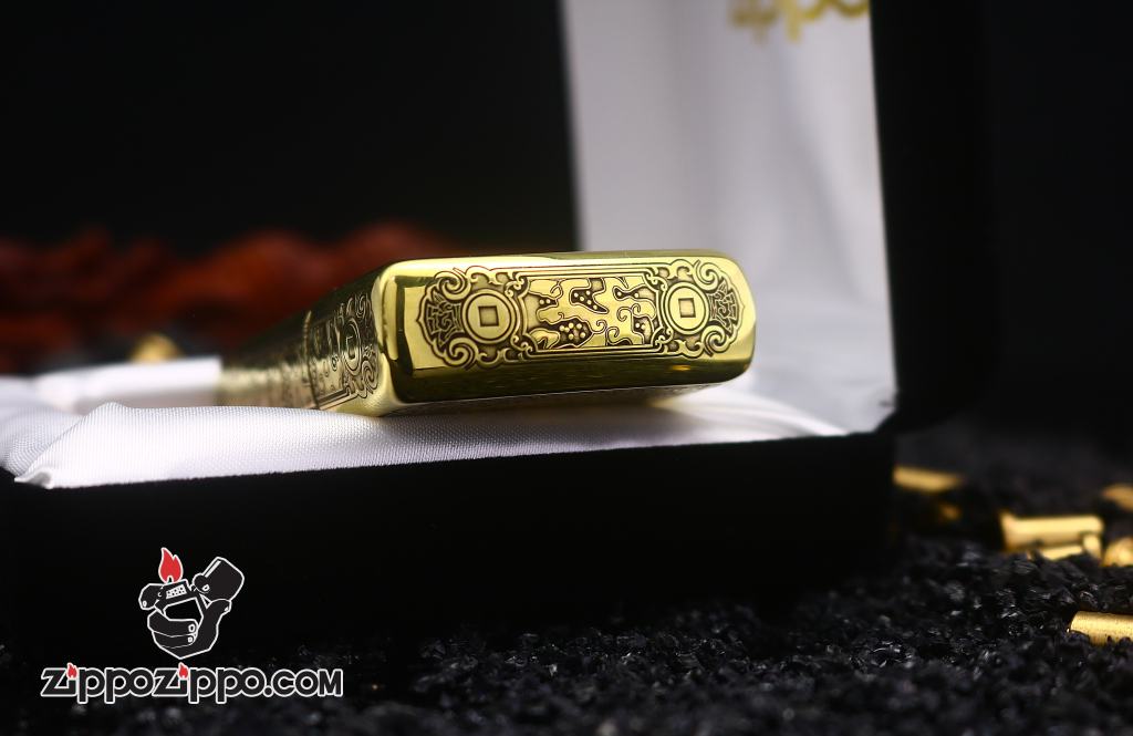 Zippo Chính Hãng Đồng Armor Khắc Tỳ Hưu Hoa Văn Đồng Xu Tinh Xảo Bản Khắc Siêu Sâu