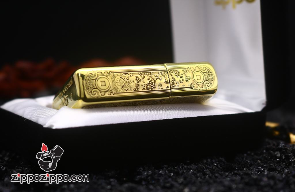 Zippo Chính Hãng Đồng Armor Khắc Tỳ Hưu Hoa Văn Đồng Xu Tinh Xảo Bản Khắc Siêu Sâu