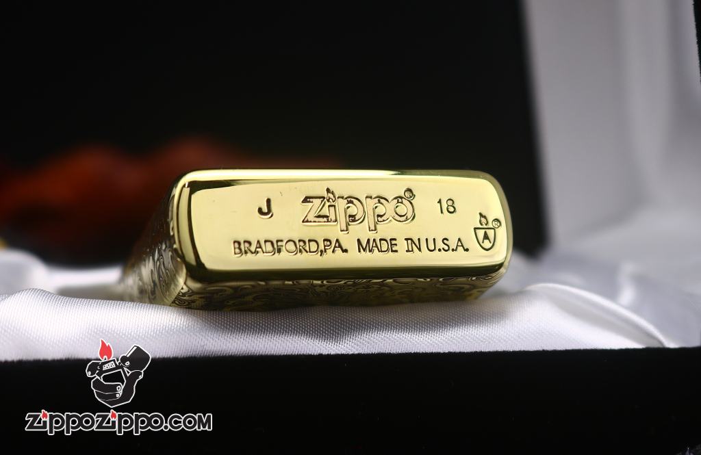 Bật lửa Zippo đồng bản armor khắc siêu sâu hình rồng