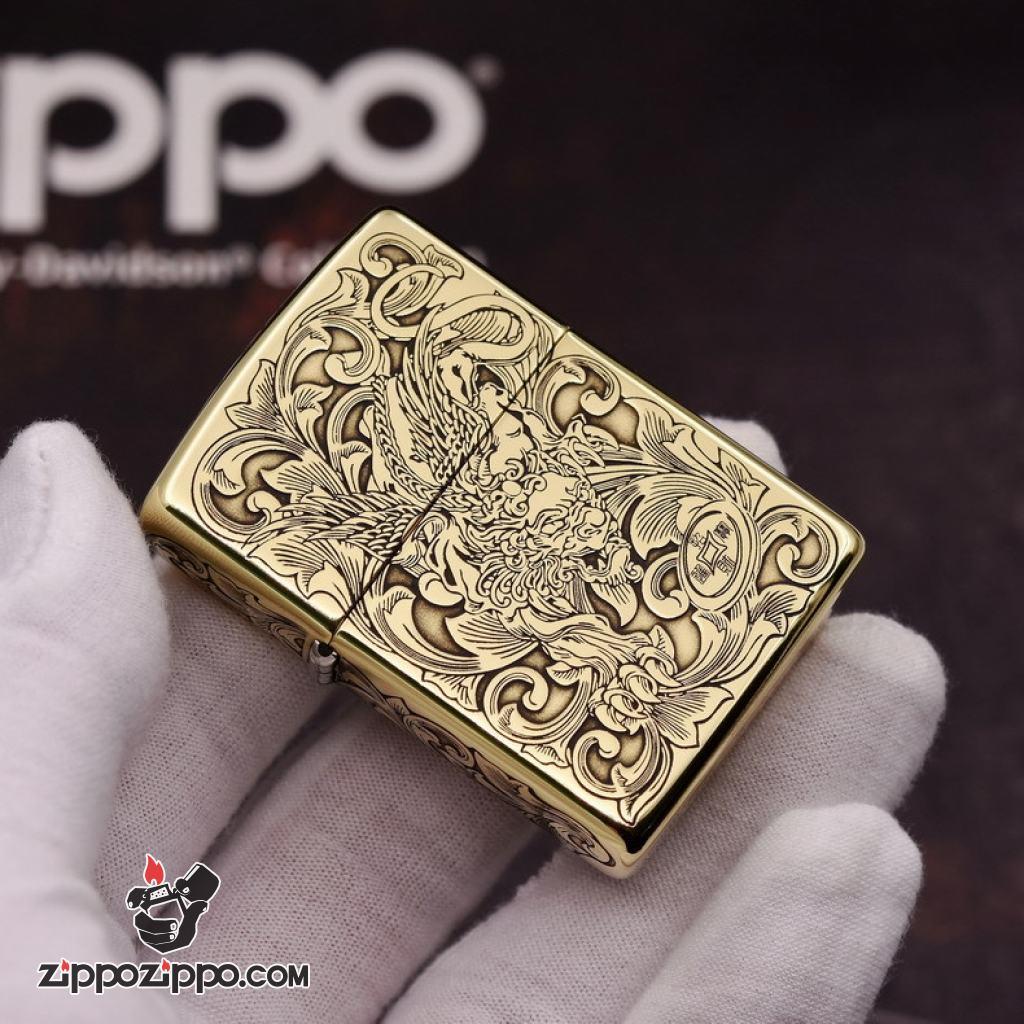 Bật Lửa Zippo Đồng Nguyên Khắc Tỳ Hưu
