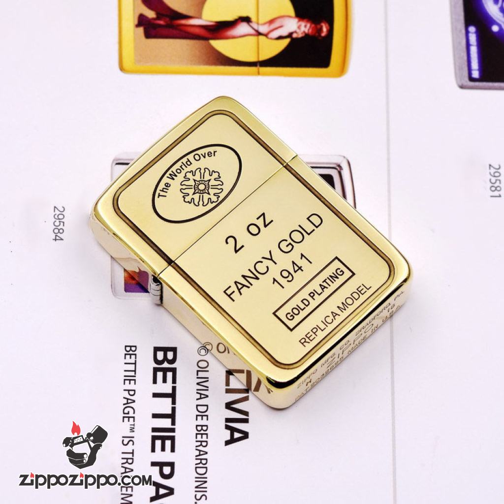 Bật Lửa Zippo Replica 1941 Chạm Khắc Gương Vàng