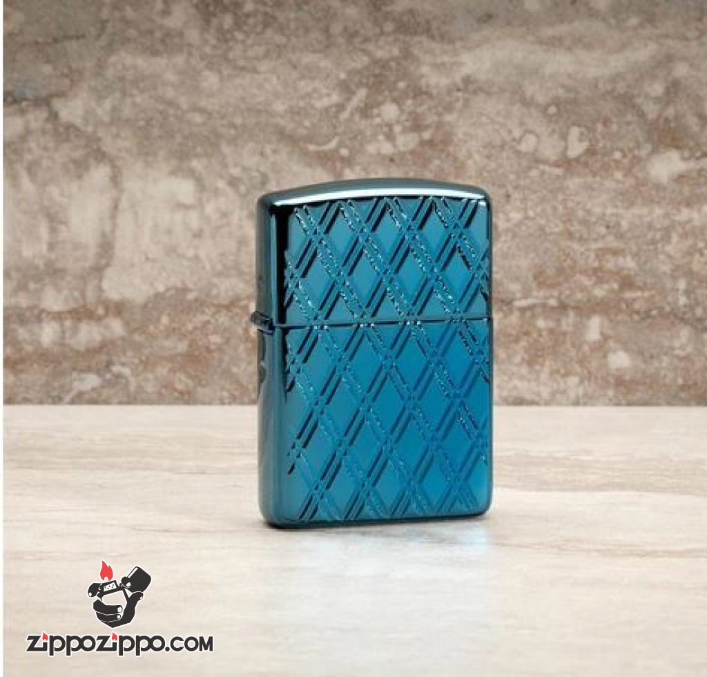 Zippo Armor khắc MultiCut hình ảnh chuỗi kim cương xanh