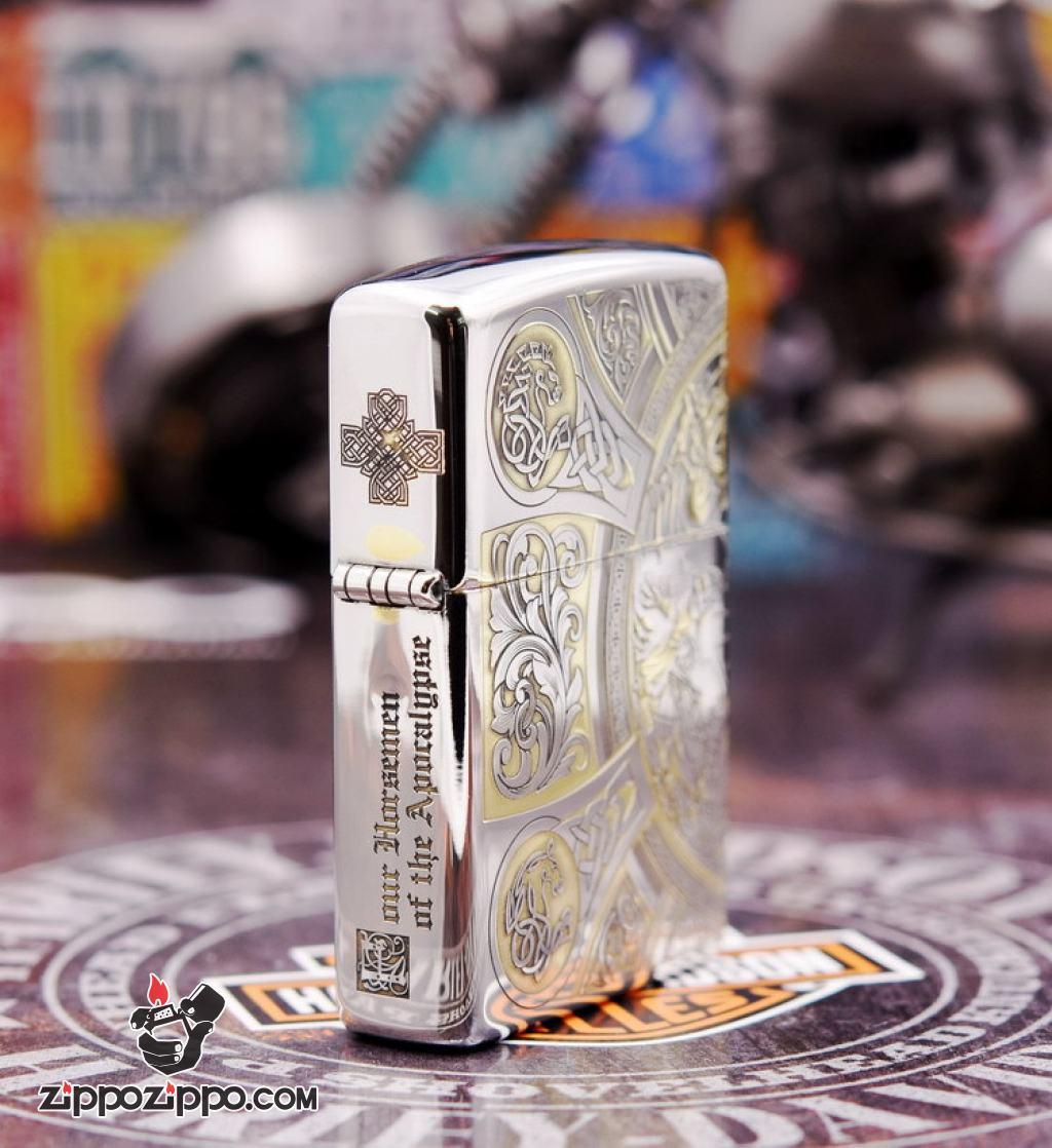 Bật Lửa Zippo phiên bản Chrome chạm khắc Apocalypse bốn hiệp sĩ