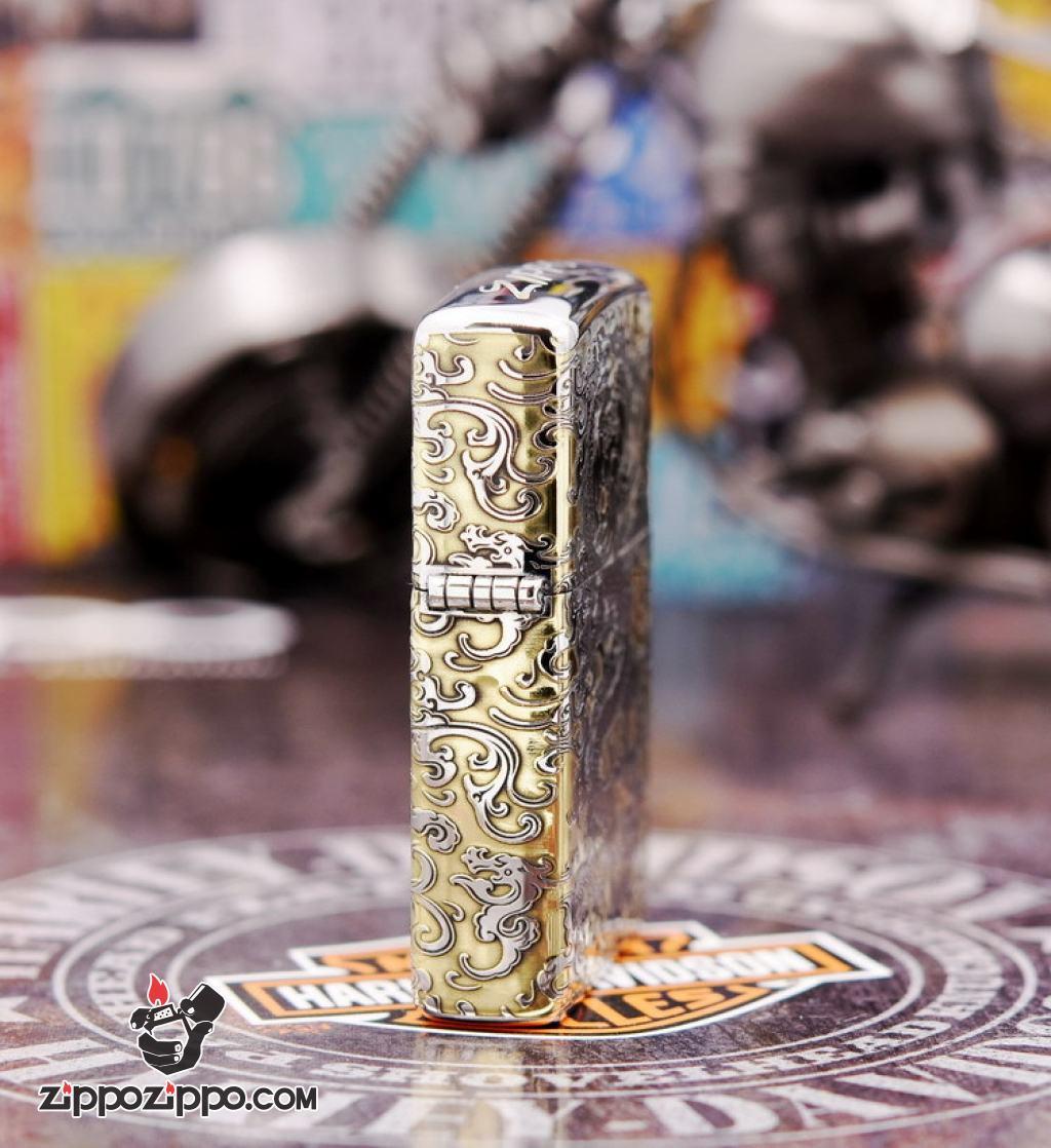 Zippo Chính Hãng Phiên Bản Chrome Khắc Rồng May Mắn Tài Lôc