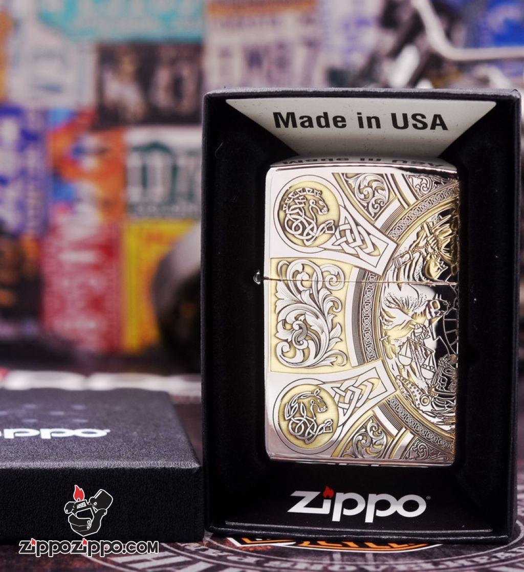 Bật Lửa Zippo phiên bản Chrome chạm khắc Apocalypse bốn hiệp sĩ