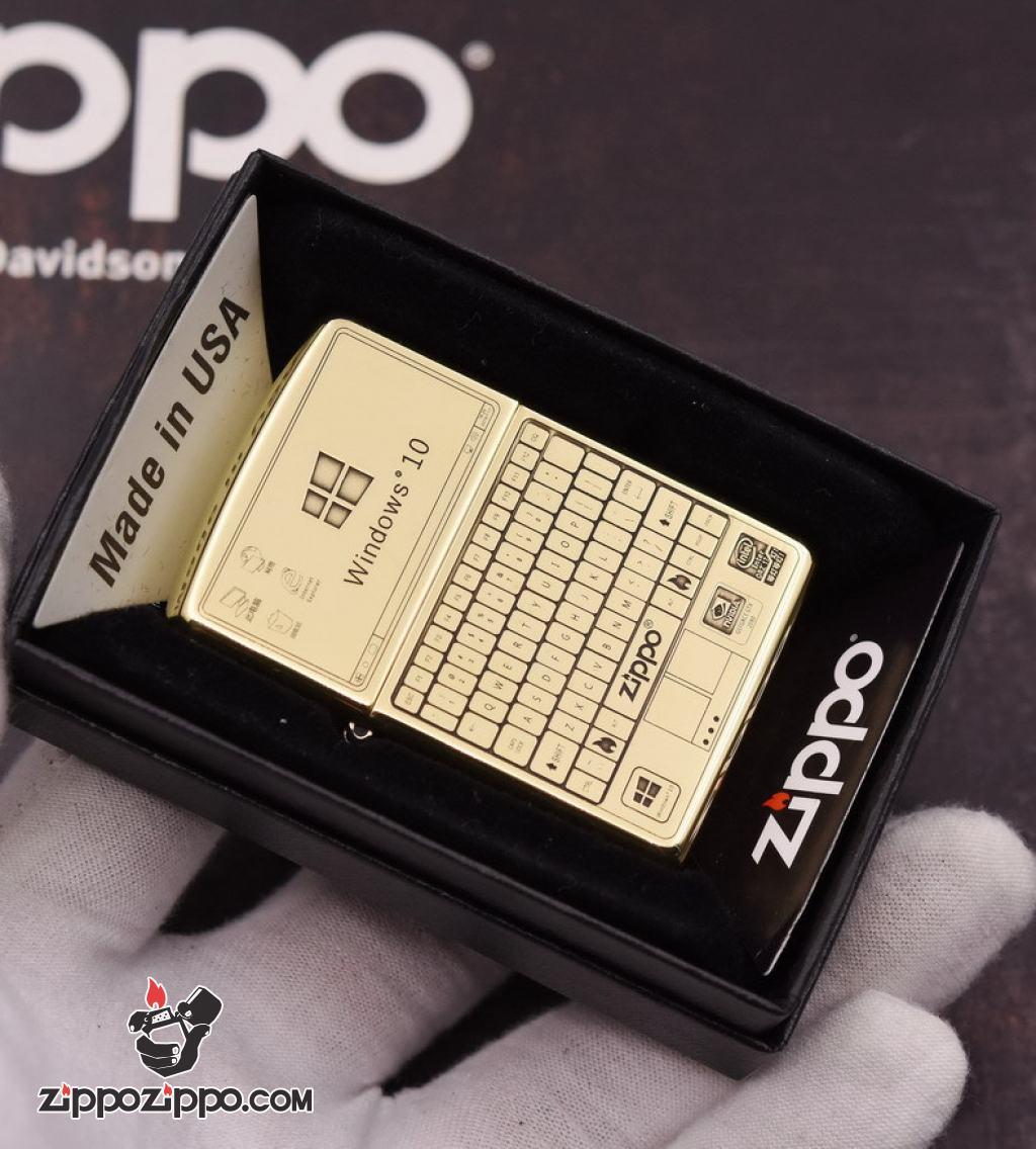 Bật lửa Zippo chính hãng đồng khắc WIN 10 và bán phím zippo