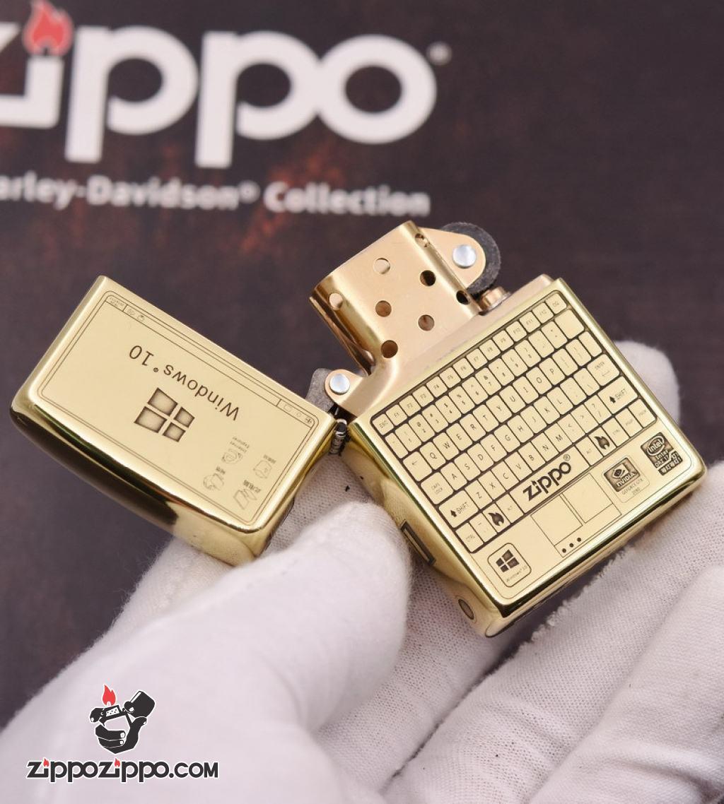 Bật lửa Zippo chính hãng đồng khắc WIN 10 và bán phím zippo