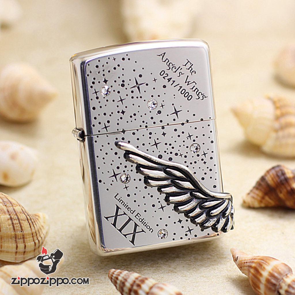 ZIPPO Angel's Wing's xuất hàn phiên bản màu bạc dòng Limited Edition XIX