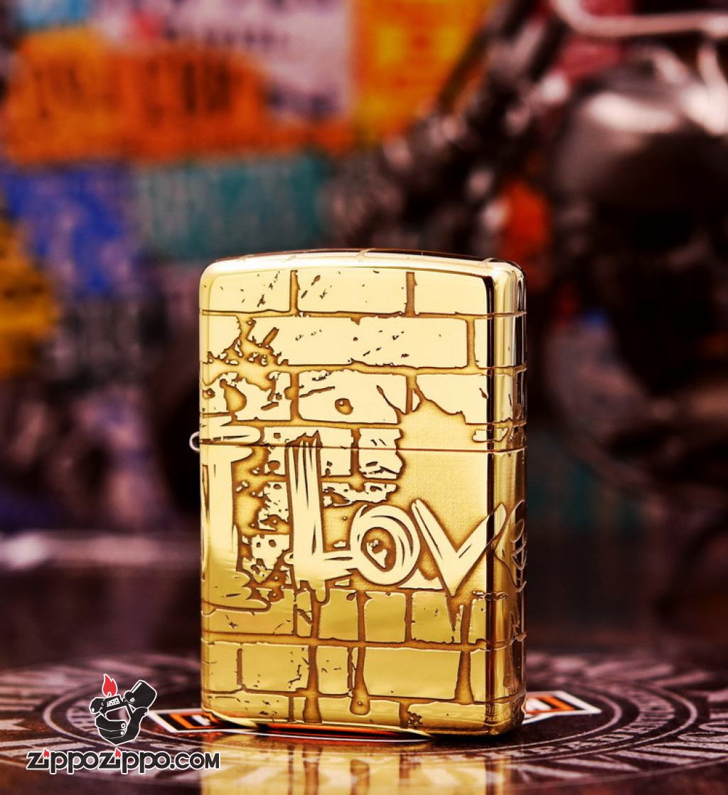 Bật Lửa Zippo đồng Khắc I LOVE YOU