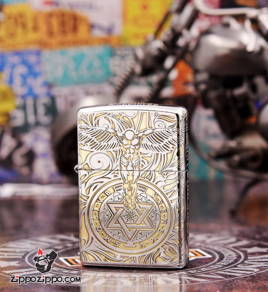 Bật Lửa Zippo Chrome KHắc Hình Thiên Thần