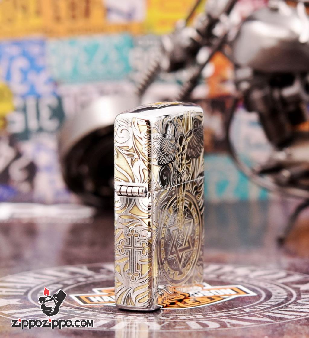 Bật Lửa Zippo Chrome KHắc Hình Thiên Thần
