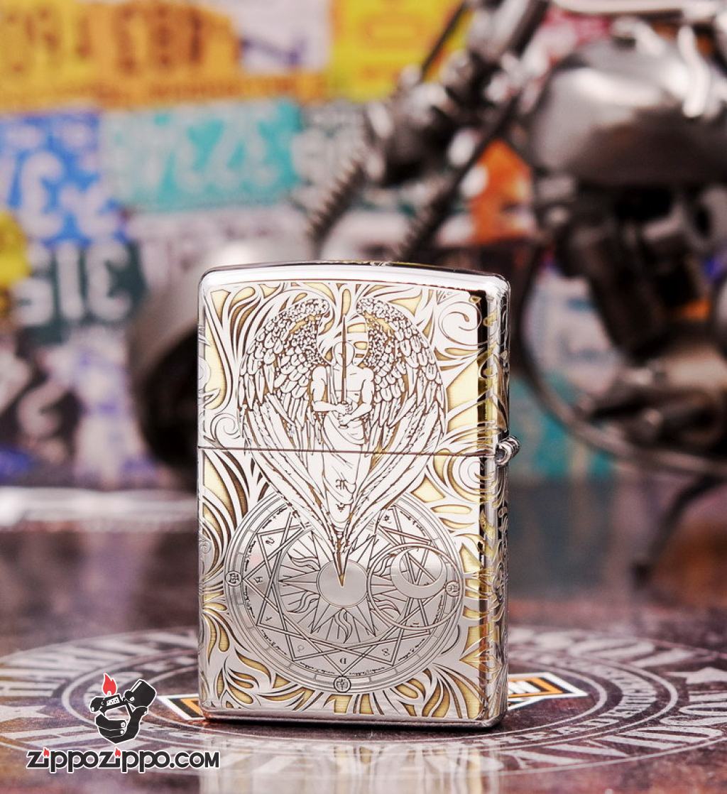Bật Lửa Zippo Chrome KHắc Hình Thiên Thần