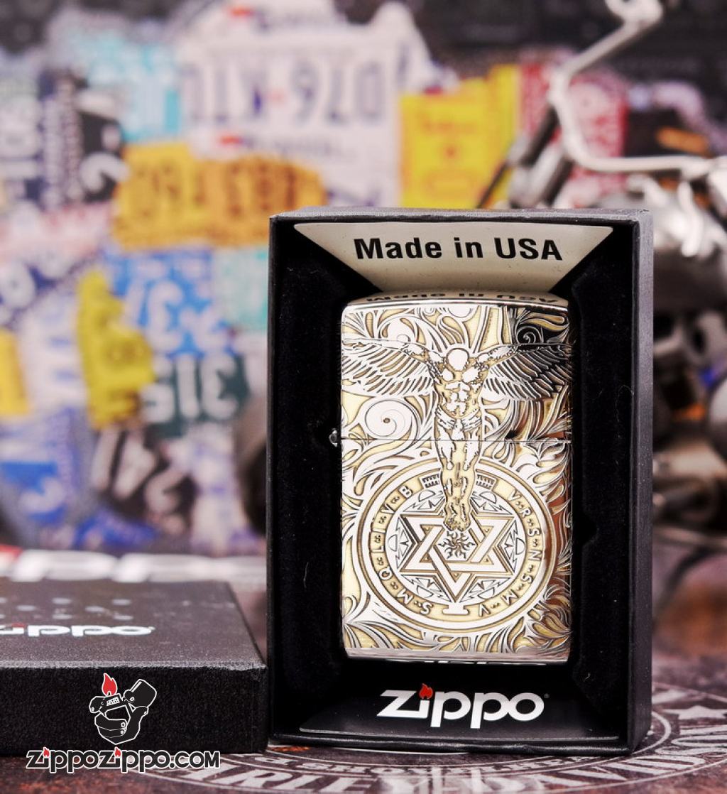 Bật Lửa Zippo Chrome KHắc Hình Thiên Thần