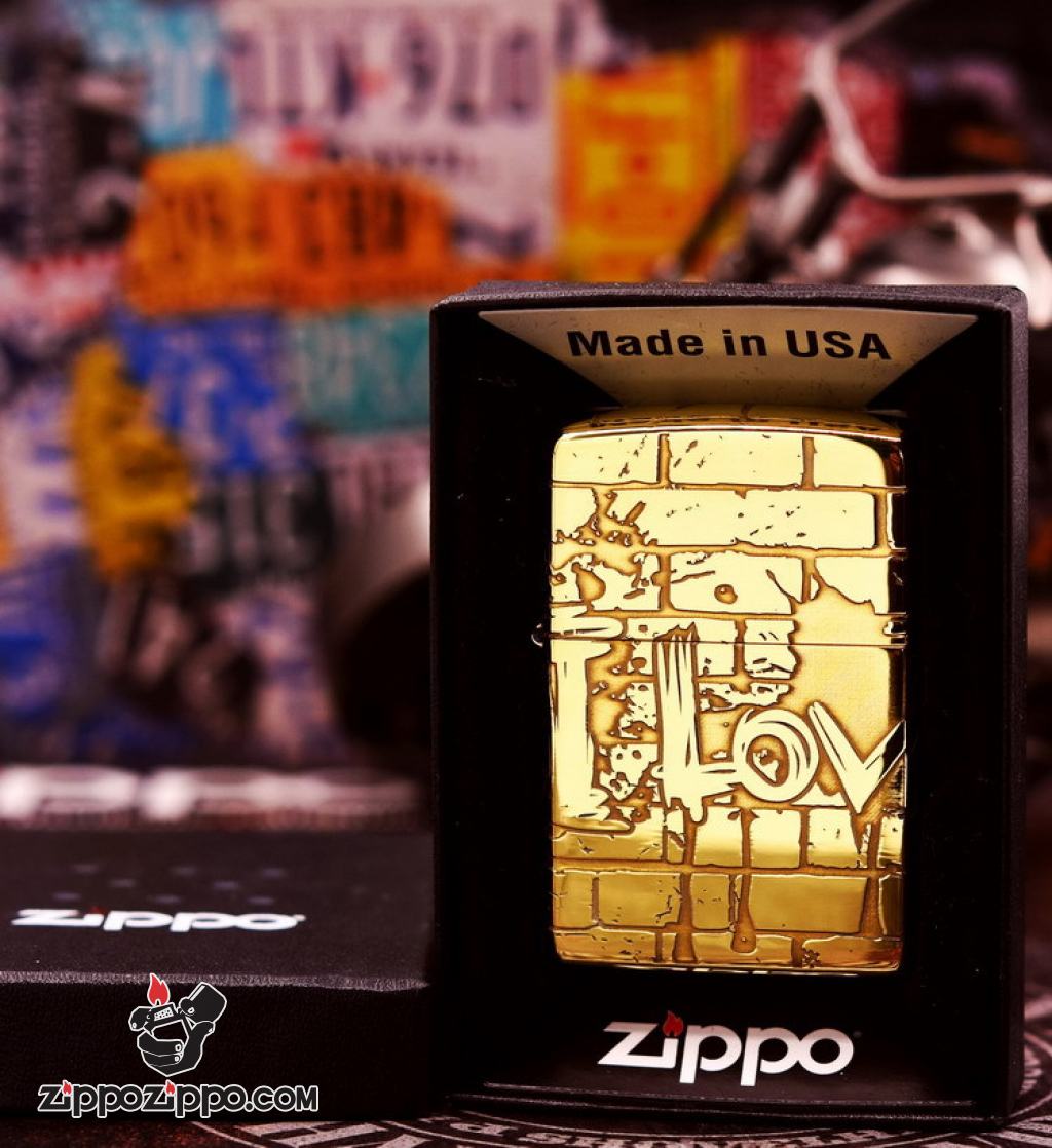 Bật Lửa Zippo đồng Khắc I LOVE YOU