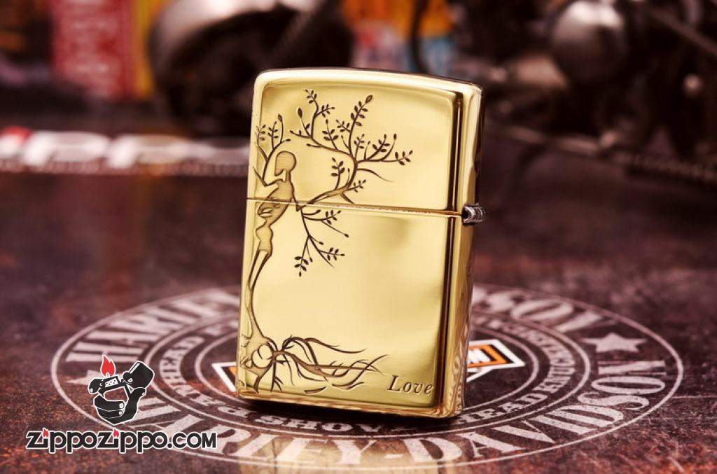 Bật Lửa Zippo đồng Khắc Hình Cây Tình Yêu Cùng Lời Thề Bên Nhau