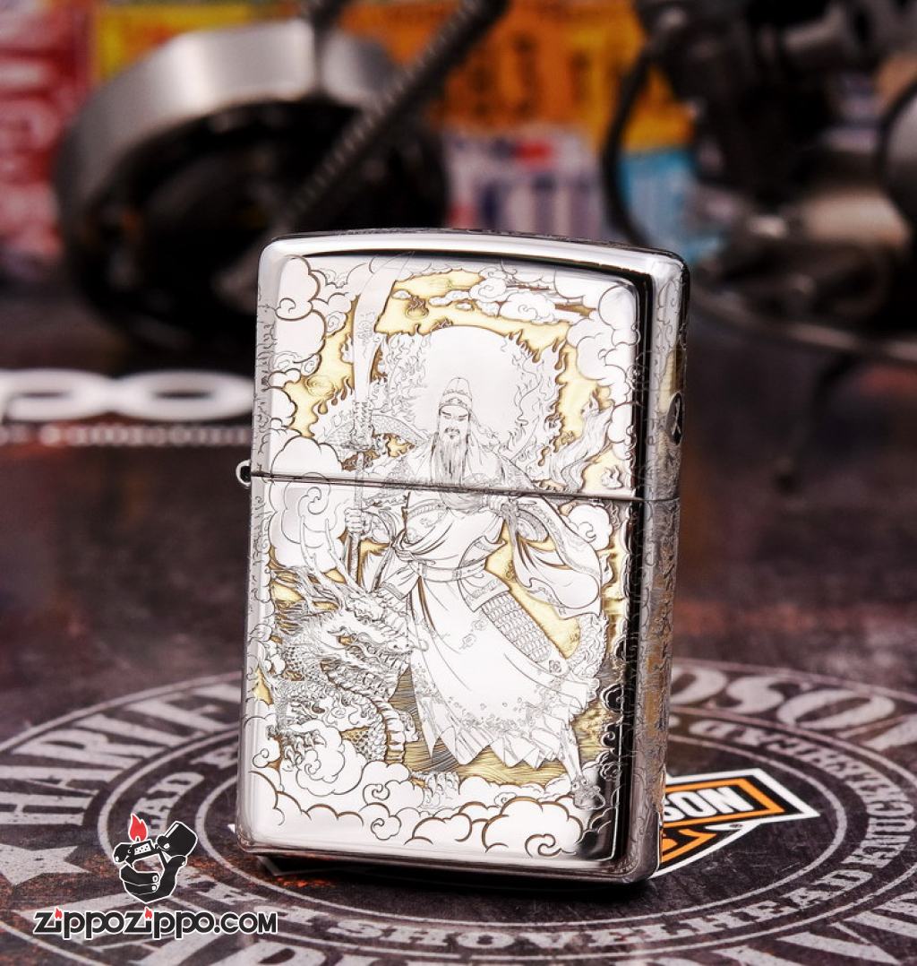Bật Lửa Zippo Chrome KHắc Hình Quan Vân Trường