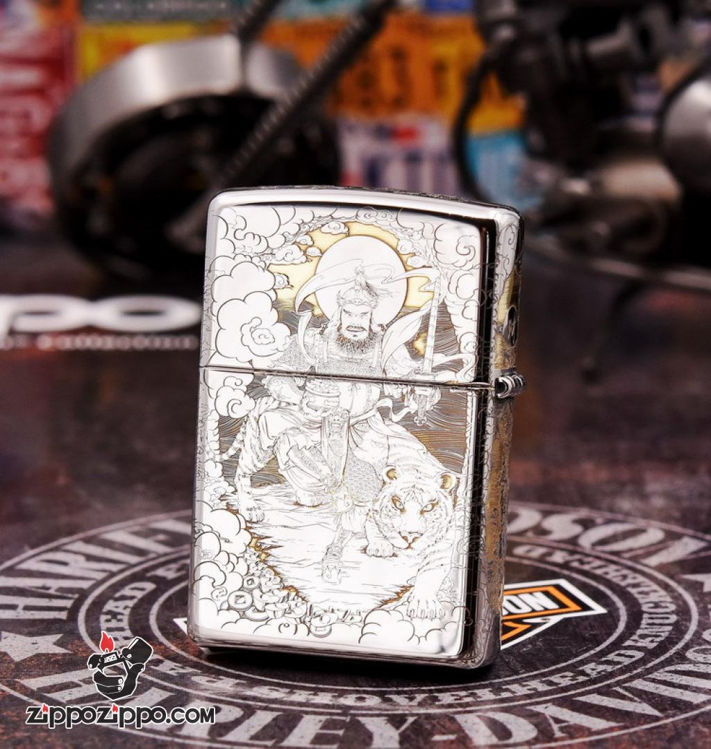 Bật Lửa Zippo Chrome KHắc Hình Quan Vân Trường