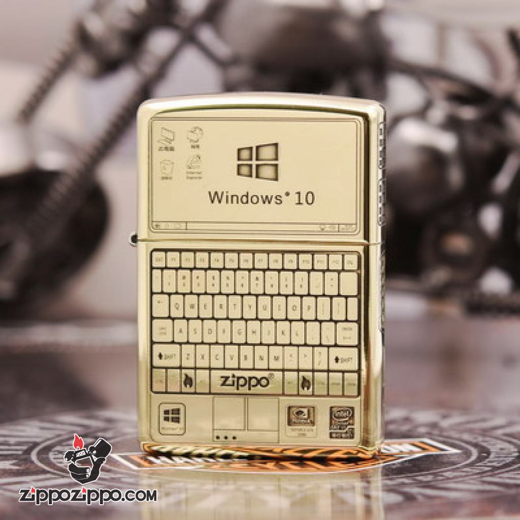 Bật lửa Zippo chính hãng đồng khắc WIN 10 và bán phím zippo amor