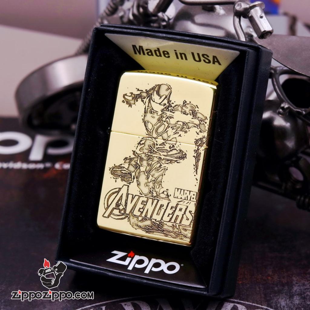 Bật lửa Zippo chính hãng đồng khắc người sắt vỏ mỏng